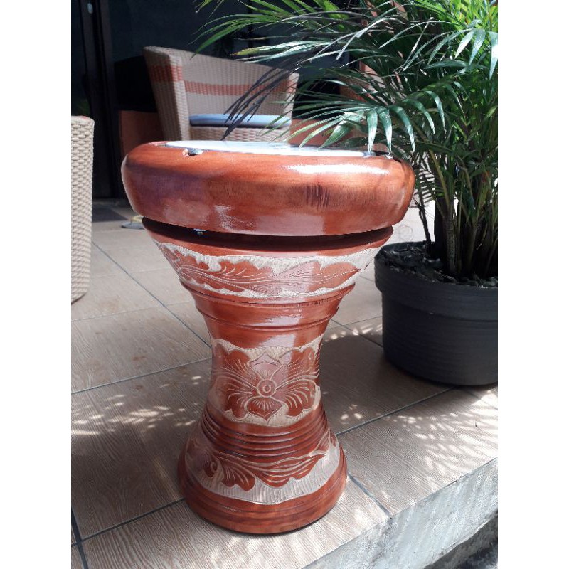 Dumbuk batu ukir kualitas super (bonus tas)alat musik dumbuk batu