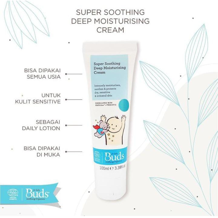 BUDS SUPER SOOTHING DEEP MOISTURISING CREAM 100ML / cream kulit kering