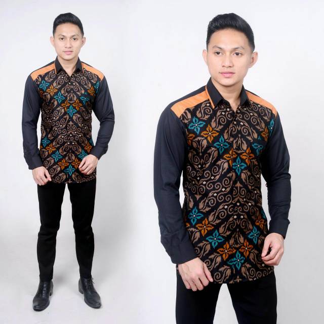 MEN SALE BATIK PRIA SLIM FIT LENGAN PANJANG KOMBINASI HITAM