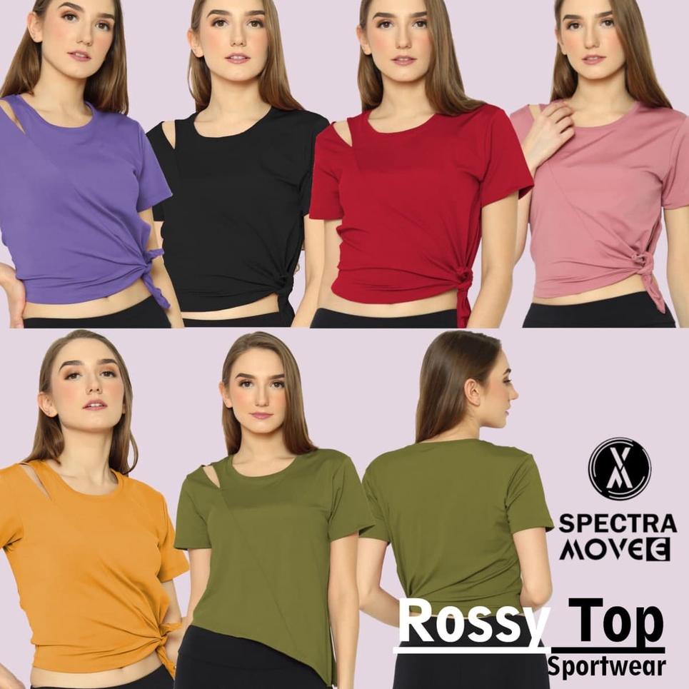 Baju senam ROSSY TOP kaos crop atasan senam baju zumba kaos senam baju sport bandung