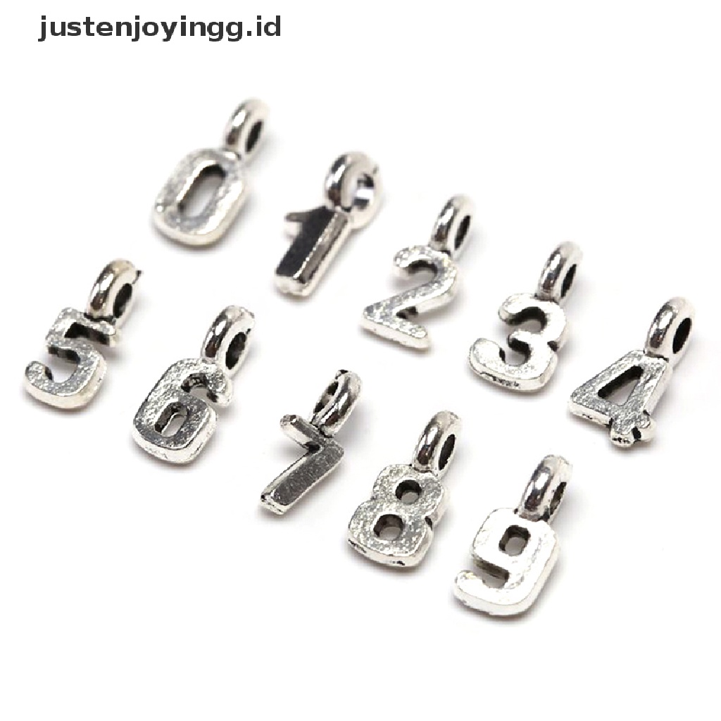 10pcs / Set Liontin Bentuk Angka Arab Bahan Alloy Untuk Membuat Perhiasan