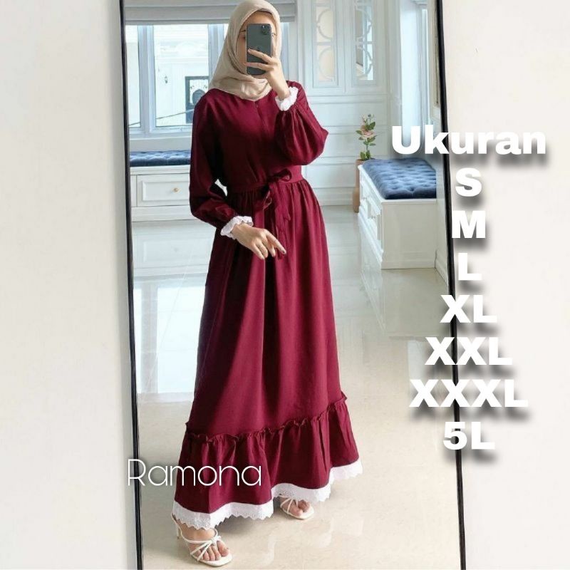 Ramona Dress Big Size Ukuran Size S M L XL 2XL 3XL 4XL XXL XXXL  XXXXL 2L 3L 4L 5L  Dress Wanita Jumbo Gamis Big Size Baju Korea Over Size