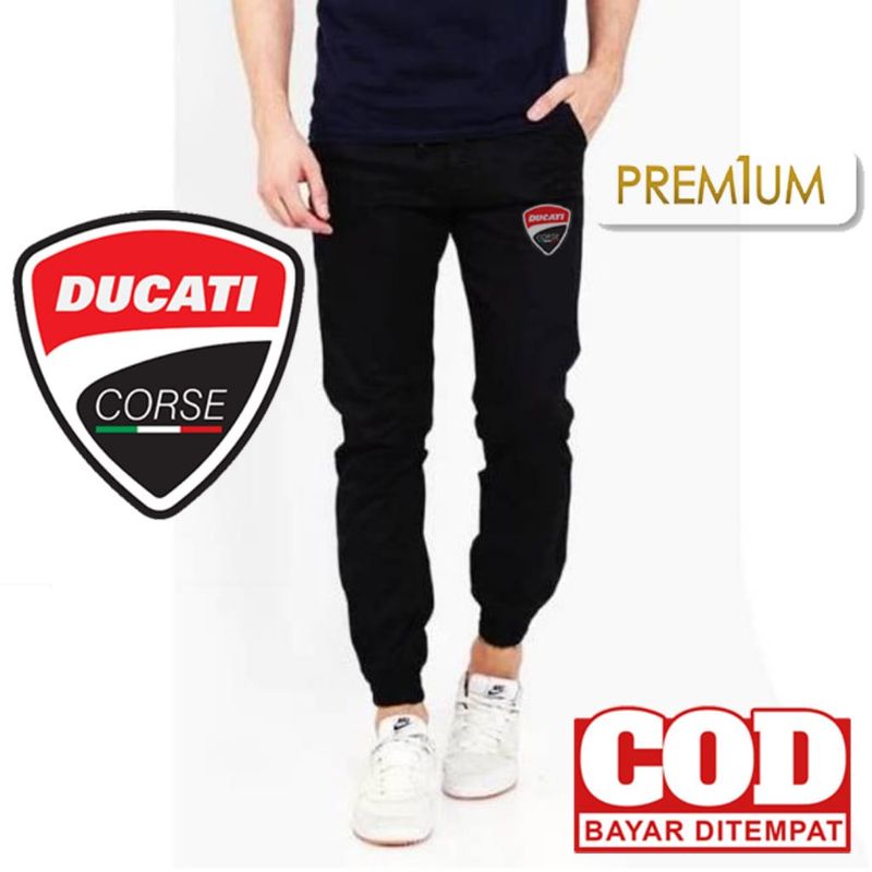 Celana Trening Joger Sweatpants Panjang Polos Training Olahraga Running Jogging Pria Wanita S M L XL XXL logo Ducati