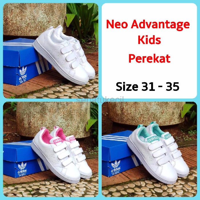 TERKINI SEPATU ADIDAS NEO ADVANTAGE PUTIH PEREKAT SEPATU SEKOLAH ANAK KEREN