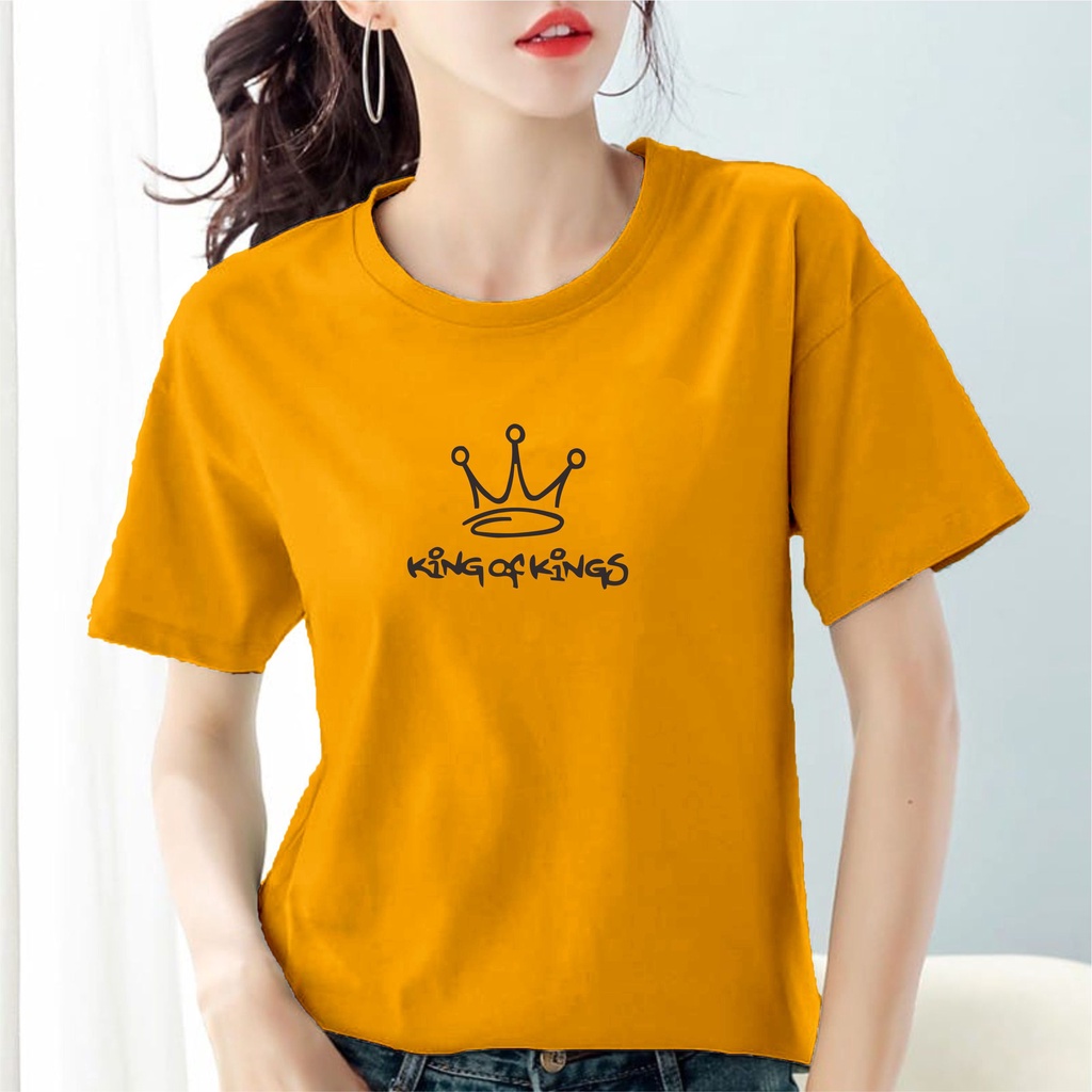 Kaos wanita king of king / Baju wanita Poly cotton combed / Kaos polos wanita lengan pendek