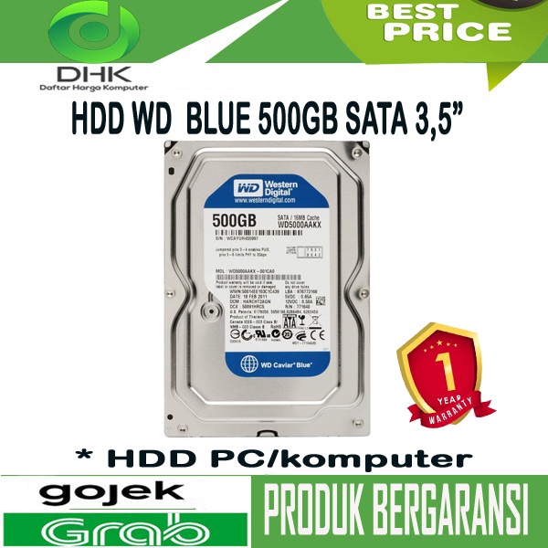 HARDISK PC WDC 500GB SATA BLUE -GARANSI 1 THN