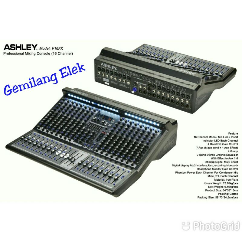 Mixer ASHLEY V16FX ( 16 channel ) Original