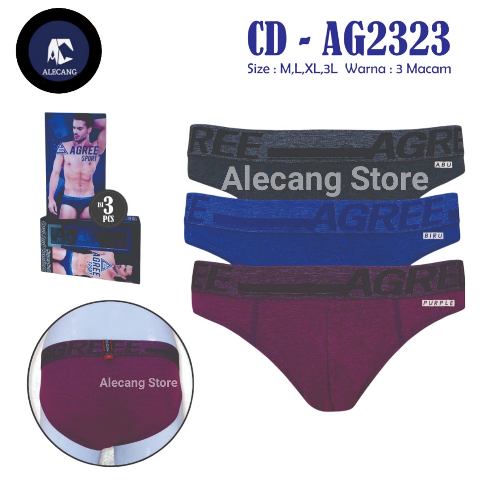 Celana Dalam Pria Agree Sport 2323 &amp; 2325 Super Soft Coll And Comfort EXCLUSIVE Isi 3pcs