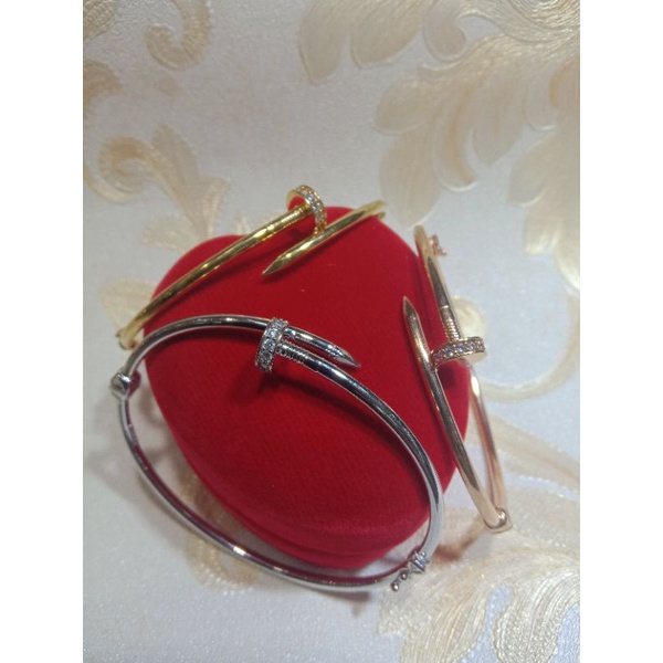 Gelang tangan bangle emas asli model Cartier paku dan dior