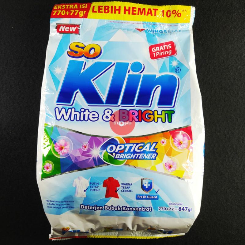 SO KLIN WHITE AND BRIGHT 770 GRAM, BUBUK DETERJEN, DETERGEN