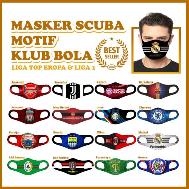 Masker Scuba Club Motif Klub Bola Liga Eropa Mask Gambar Club Bola Shopee Indonesia