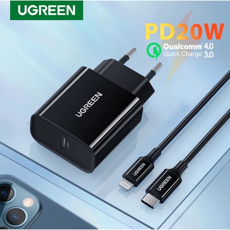 UGREEN 20W Wall Charger PD 3.0 QC 3.0 Fast Charging With Mfi Cable -  iPhone Charger