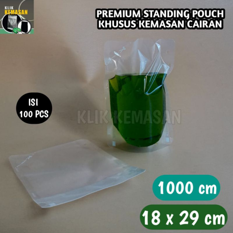 ISI 100 KEMASAN pouch PACK 1000ml KPACK POUCH CAIRAN PLASTIK MINUMAN JUS MINYAK