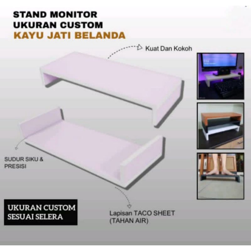 Stand Monitor dan Stand Leptop Ukuran CUSTOM Kayu Jatibelanda