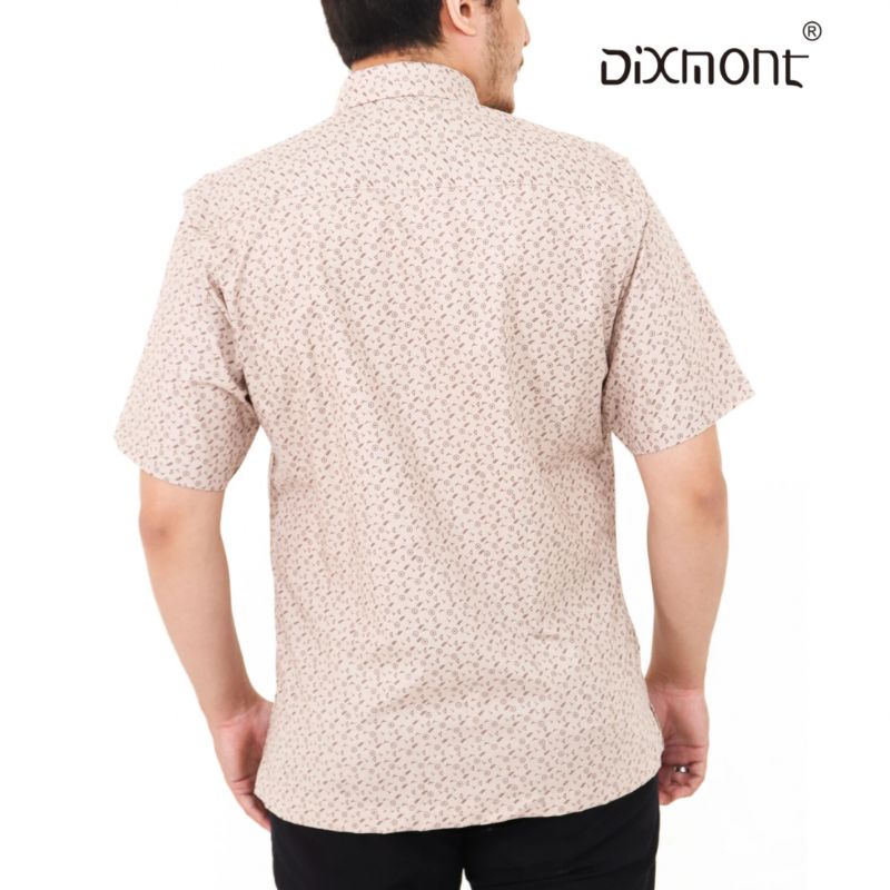 Dixmont Kemeja Pria Basic Formal Motif Lengan Pendek Hem MS00522