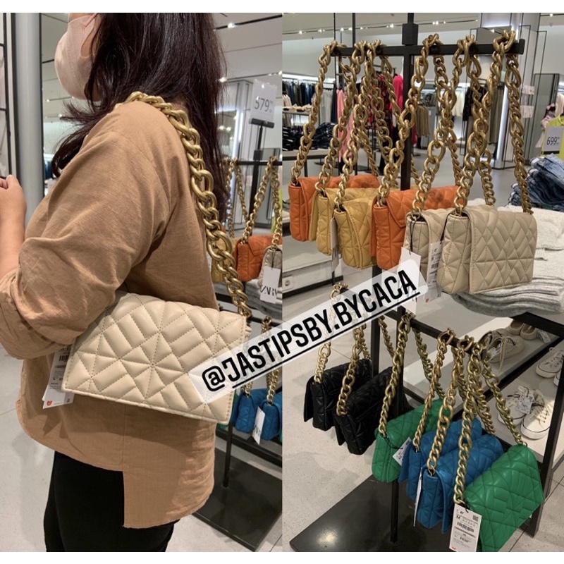 ZARA QUILTED SHOULDER BAG WITH CHAIN SALE