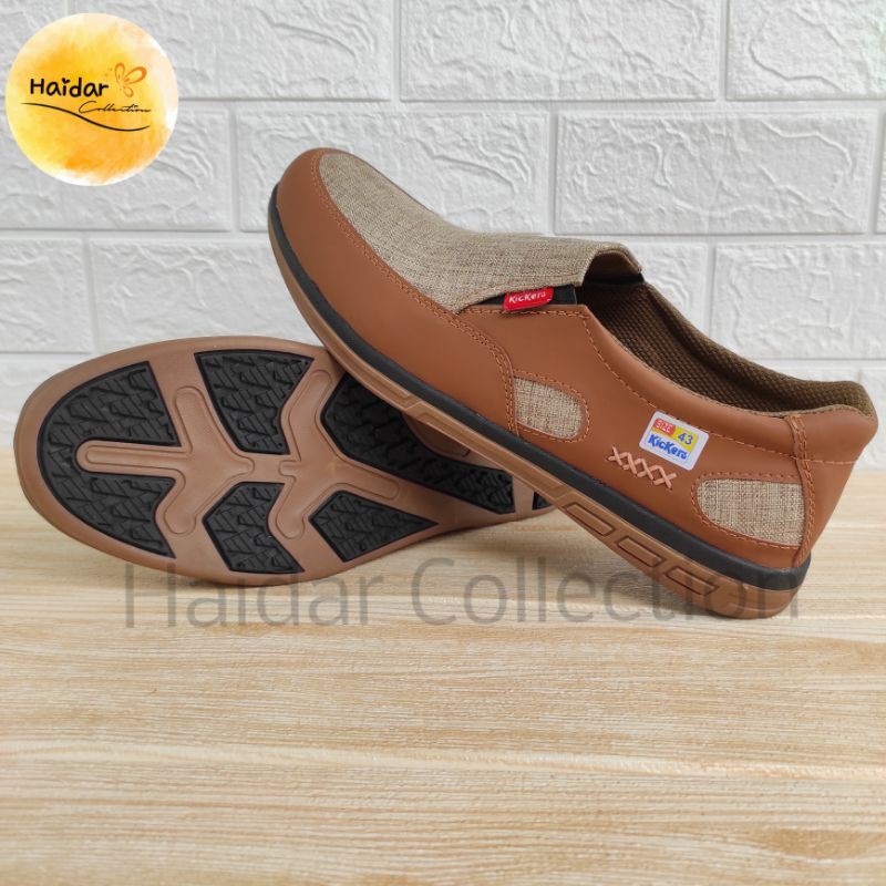 Sepatu Pria Kulit Slip On Kasual Sintetis Premium Sol Karet Import