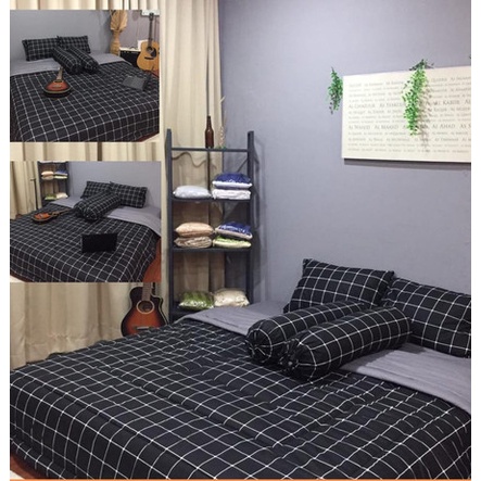 SPREI AESTHETIC 180x200 MOTIF KOTAK KOTAK FREE SAEBAN DAN SARGUL