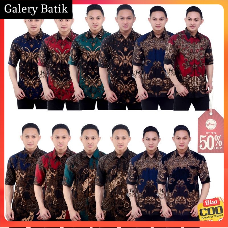 BAJU BATIK PRIA ABADI BATIK KEMEJA BATIK PRIA LENGAN PENDEK baju batik pria batik kantoran reguler M L XL XXLGB]