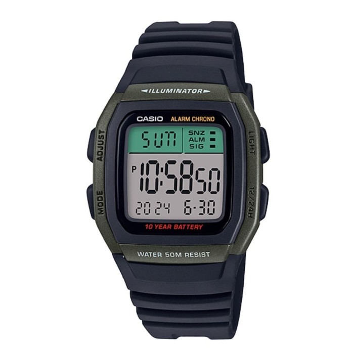 Casio Original W-96H / W-96H-1A / W-96H-1B / 3A Jam Tangan Pria Digital Karet Hitam