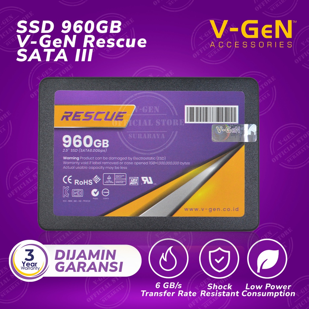 SSD V-GeN Rescue 960GB SATA 3 Solid State Drive 2.5&quot; Inch VGEN