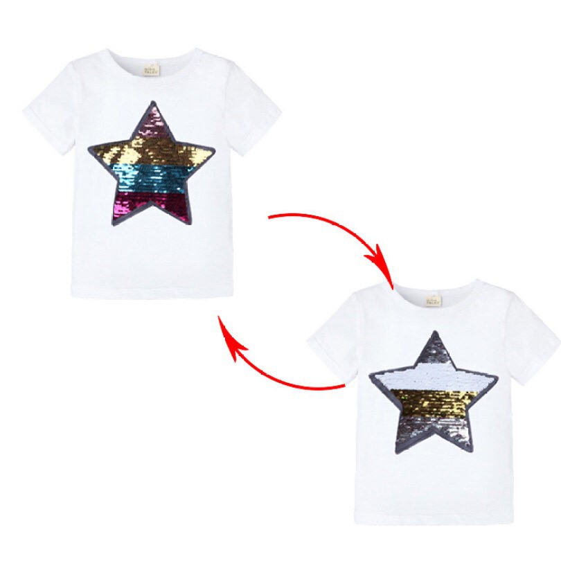 Kaos Anak Lengan Pendek Sequin / Kaos Flip Sequin Star