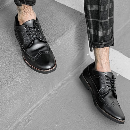 LONGWING BLACK FLAMES | Sepatu Formal Pria | Croft.co x Giant Flames |