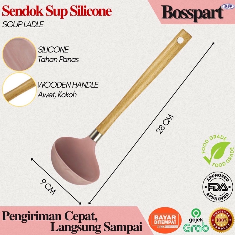 Silicone Utensil Set 7pcs / Kitchen Silicon Utensil Set / Sodet Silikon / Spatula Set 7pcs / Spatula Gagang Kayu