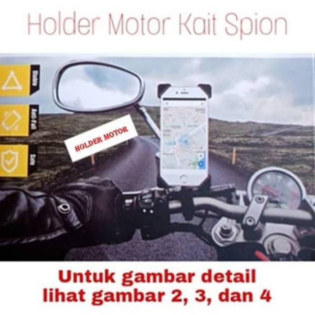 Bracket Holder X max 6.5 inch kait spion Sepeda Motor Dudukan untuk HP GPS Handphone Bike Mounting