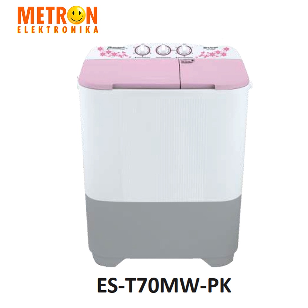 SHARP ES T 70 MW PK PINK / MESIN CUCI SEMI AUTO 6,5 KG / EST70MWPK