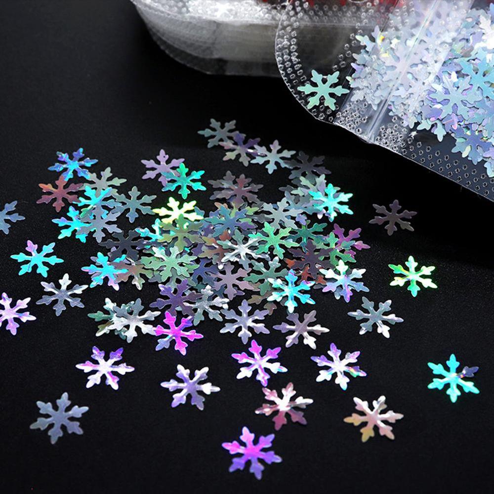 AUGUSTINA Augustina Snowflake Nail Sequin Laser Charm Glitter Flakes Snowflake Shiny DIY Nail Art Dekorasi