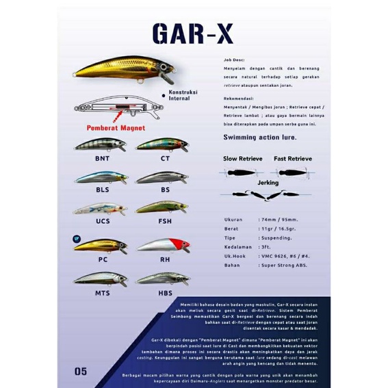 Umpan Casting Minnow Daimaru Gar-X Suspending