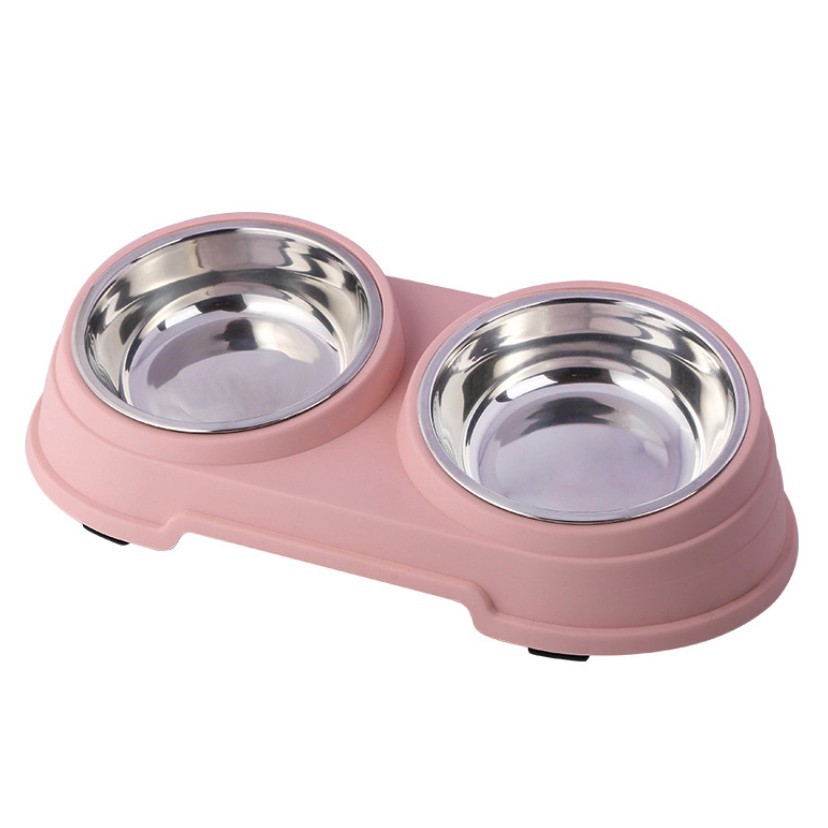 Adda Home - 2 in 1 Mangkuk Stainless Tempat Makan Minum Anjing Kucing Peliharaan Antislip 35x18x9cm