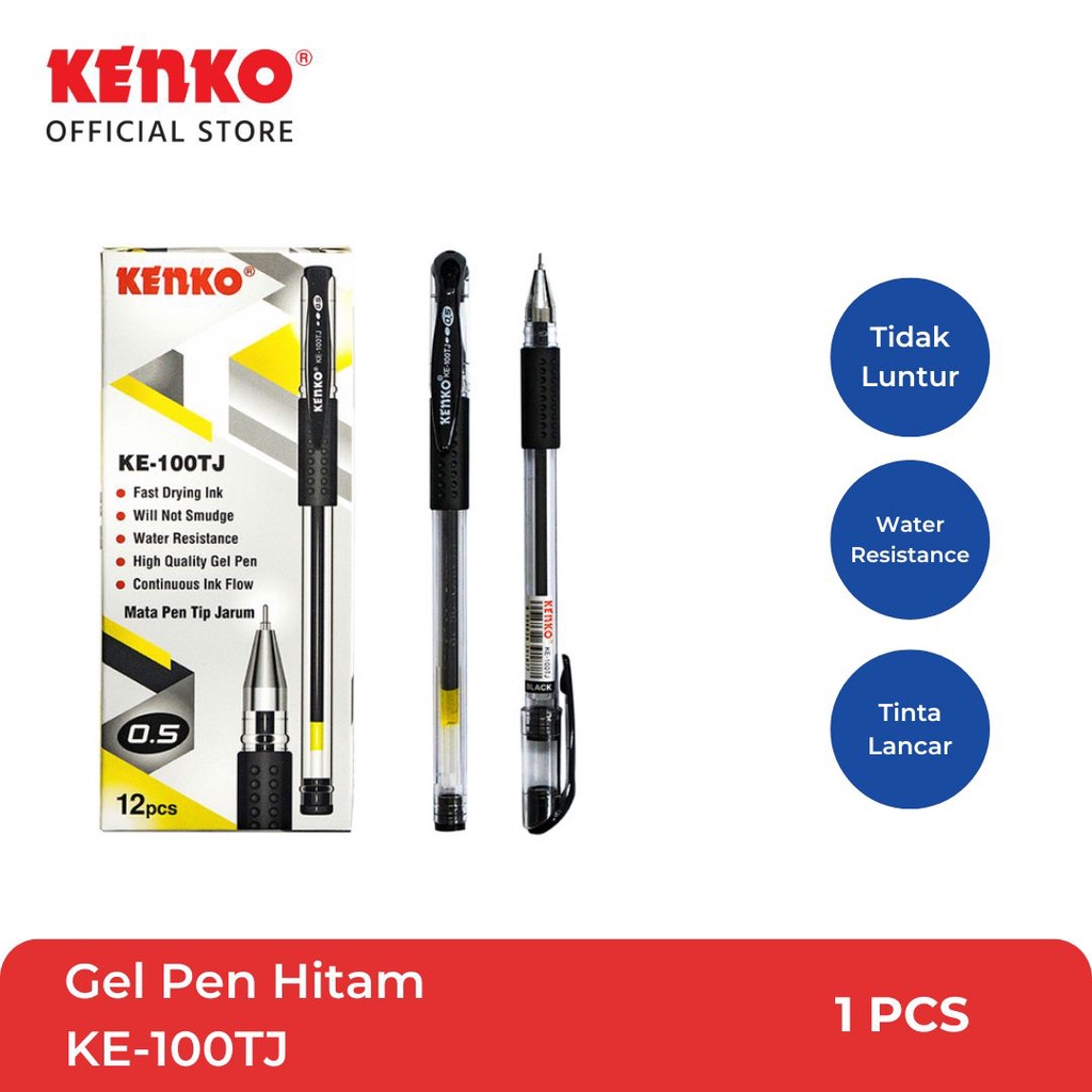 

KENKO GEL PEN / Pulpen Jel / Pena Jel / Pen Tinta Gel KE-100TJ Black