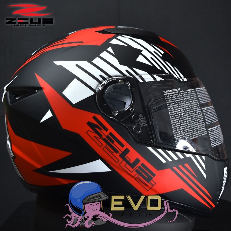 HELM ZEUS FULL FACE BLACK AL5 BLUE - FREE SMOKE VISOR ZEUS ORIGINAL ( ONGKIR 2KG )-AL28 BLACK RED