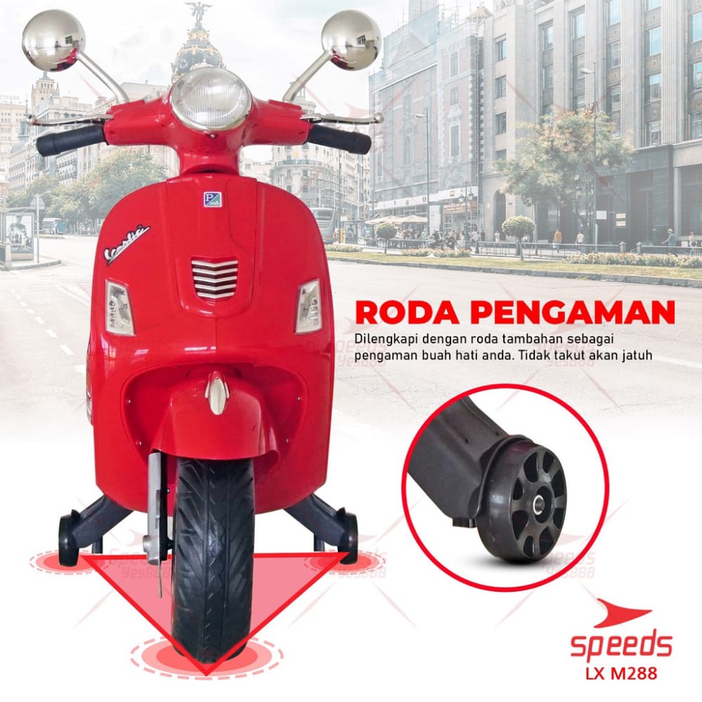 MAINAN ANAK MOTOR AKI VESPA VESTIC PMB 288 M288 , motor aki anak, motor anak murah , mainan anak