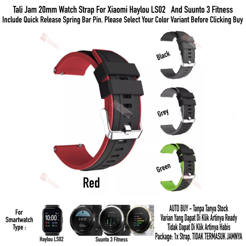 SSR Tali Jam 20mm Watch Strap Haylou LS02 / Suunto 3 Fitness - Rubber Silikon Sporty