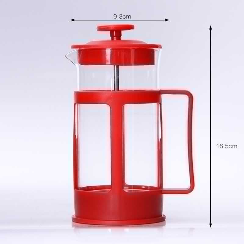 Duolvqi French Press Coffee Maker Pot Bean Pattern 600ml 350 ml - KG73I - Black Hitam Plunger