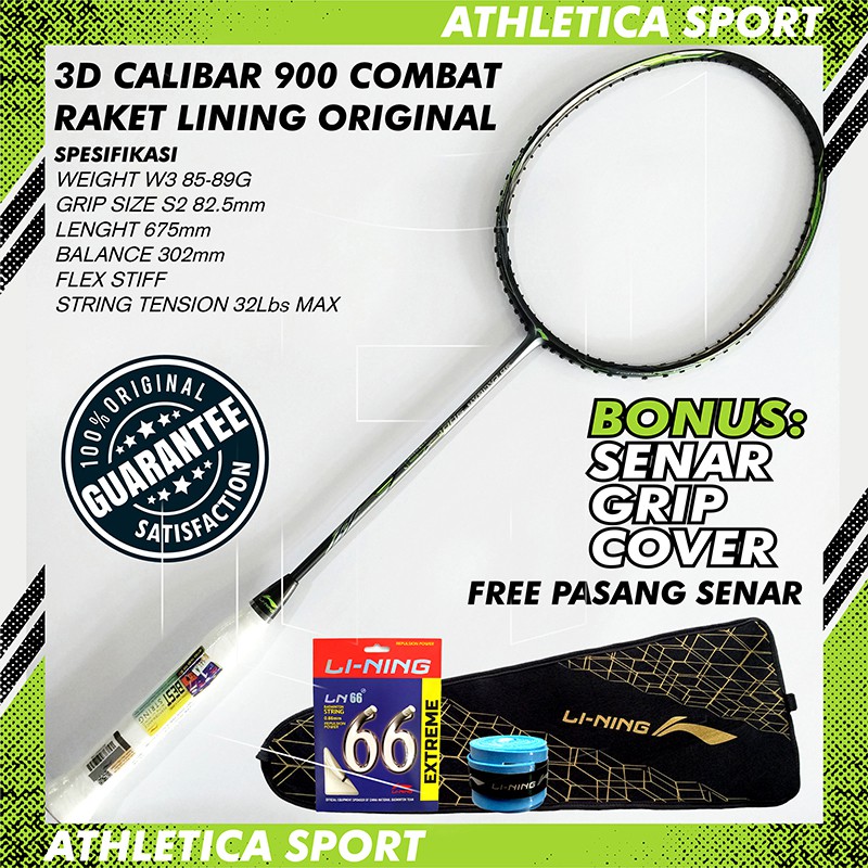 RAKET BADMINTON LINING ORIGINAL 3D CALIBAR 900 COMBAT