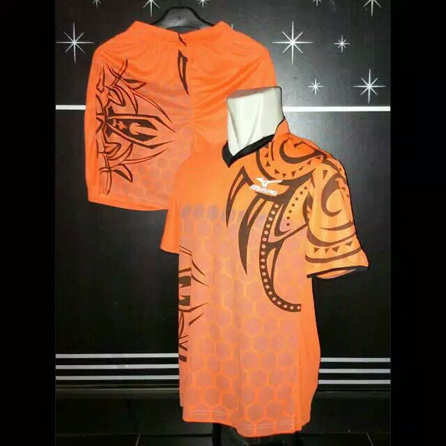 Kaos Setelan Volly Mizuno Motif Tatto Orange / Baju Voli / Jersey Volly / Kostum Olahraga Volley