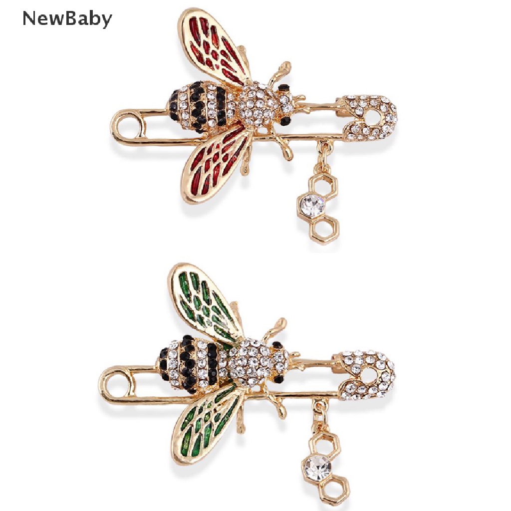 Newbaby Bros Pin Bentuk Lebah Aksen Kristal Untuk Aksesoris Fashion Wanita