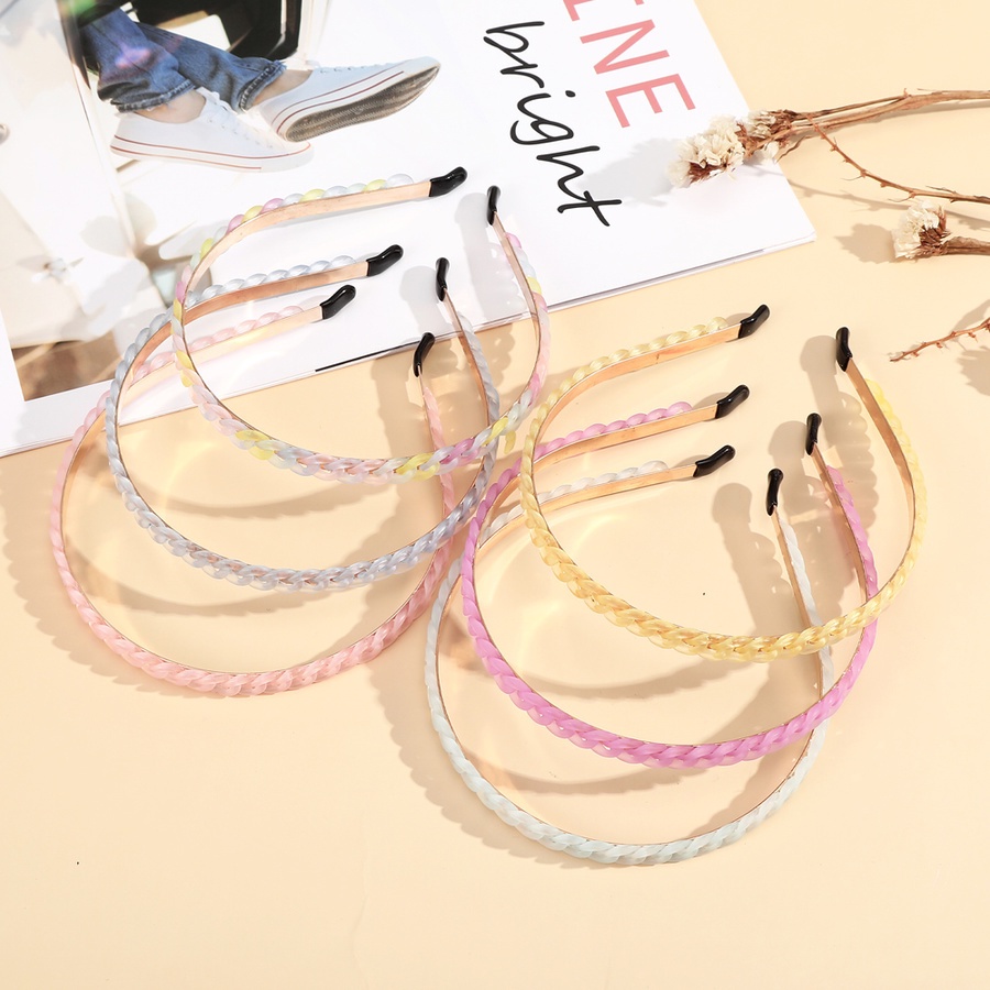 Headband Rantai Akrilik Alloy Tipis Warna-Warni Gaya Korea Untuk Wanita