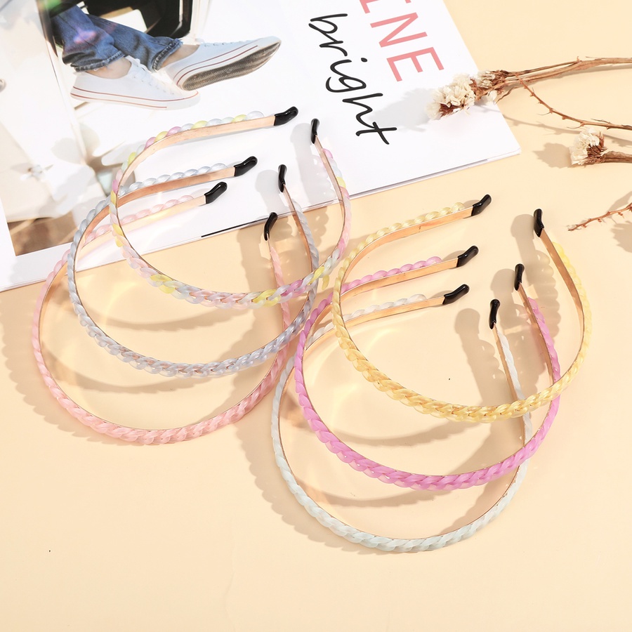 Headband Rantai Akrilik Alloy Tipis Warna-Warni Gaya Korea Untuk Wanita