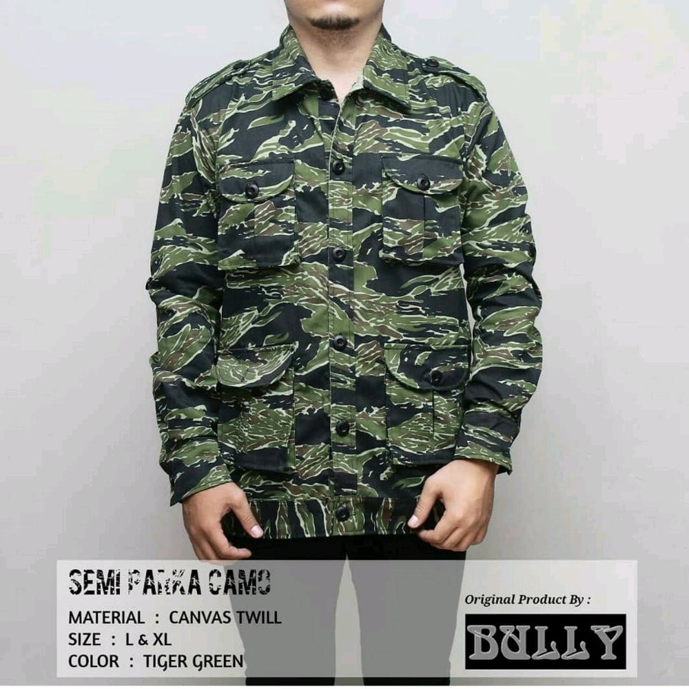 TERLARIS jaket semi parka camo loreng army tiger green termurah bandung Jaket Keren