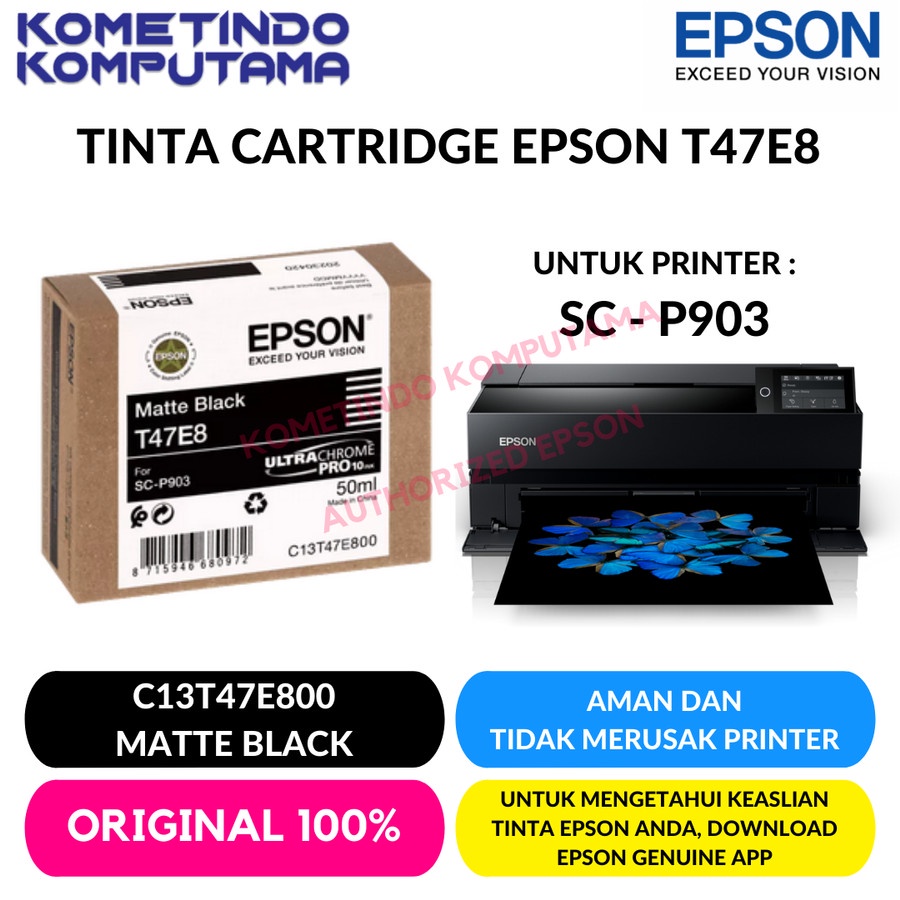 SC-P903 MATTE BLACK TINTA CATRIDGE EPSON SureColour C13T47E800 T47E8 T47E ORIGINAL 100%