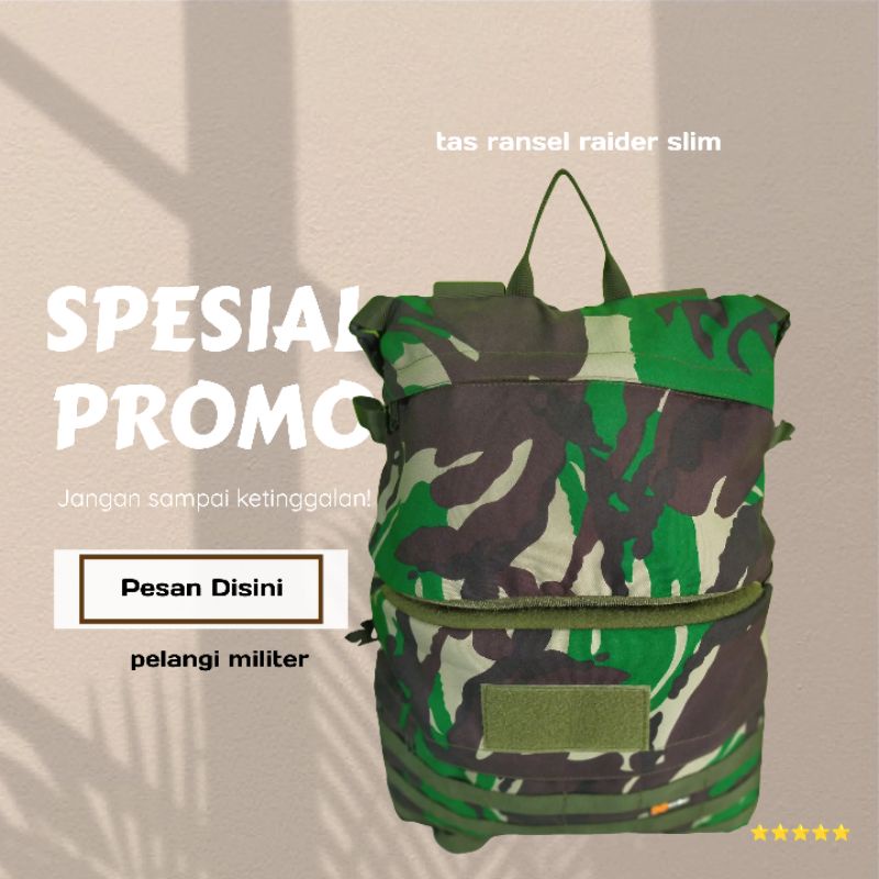 Tas ransel raider loreng TNI|tas ransel pria raider slim