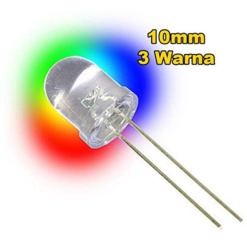 LED 10MM RGB 3 WARNA KEDIP MERAH BIRU HIJAU 3W 7W