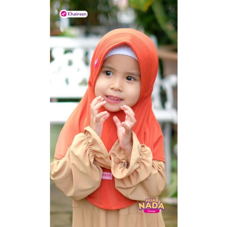 Hijab Nada by Khaireen | Hijab Anak | Kerudung Anak | Bergo Anak (warna: orange, maroon, rose, pink,