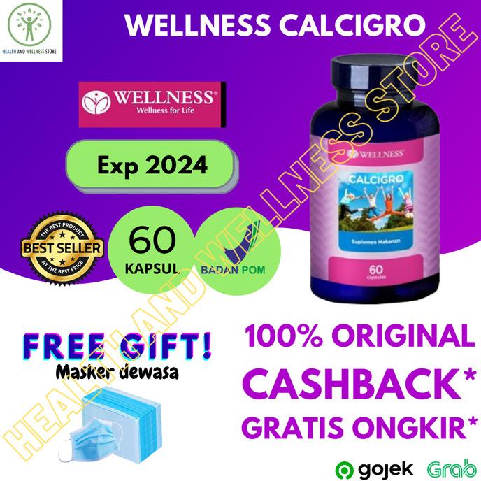 WELLNESS CALCIGRO 60 KAPSUL CALSIUM KALSIUM BORON TULANG