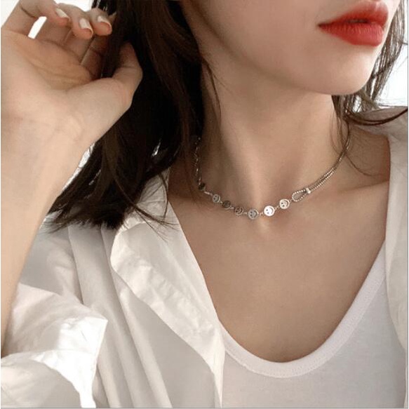 Kalung Rantai Bahan Stainless Steel Warna Silver Gaya Korea Untuk Unisex